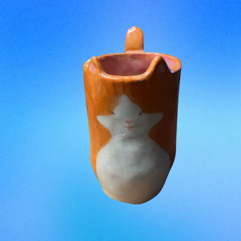 05. Art Pottery Cat Mug Signed Jackson