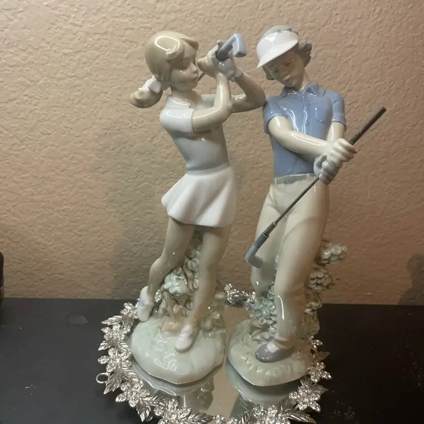 Pair of Nao Lladro Spain 9” Golf Players