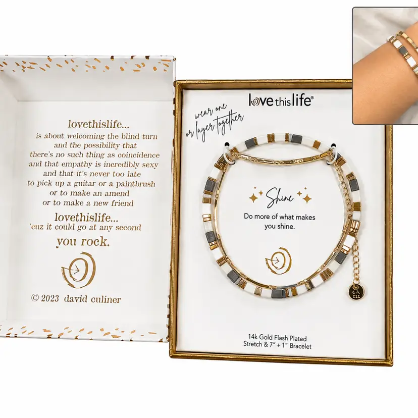 2 Piece $40 Bracelet Adjustable Set Gold Dipped Cute Box Gift Inspirational