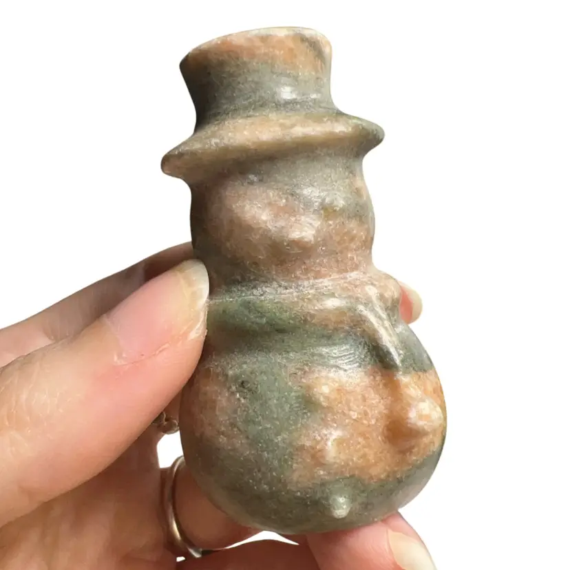 Carved Unakite Snowman 2.25”