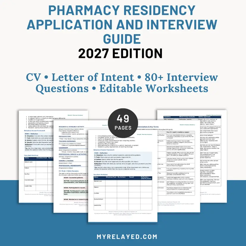 Pharmacy Residency Application & Interview Guide 2027 Edition | CV, Letter of Intent, Interviewing, Match Process