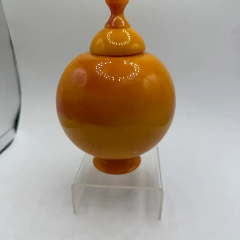 Vintage Butterscotch Bakelite (?) Empoli Style Apothecary Jar With Lid RARE