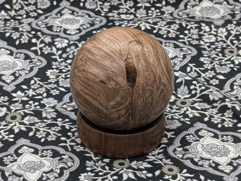 Large Maple Burl Sphere Slightly Ebonized 4" Diameter