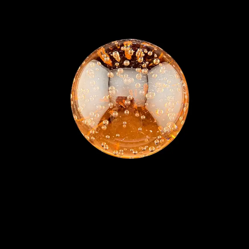 Vintage Amber Bullicante Type Bubbles Paperweight 2.75 x 2.75”
