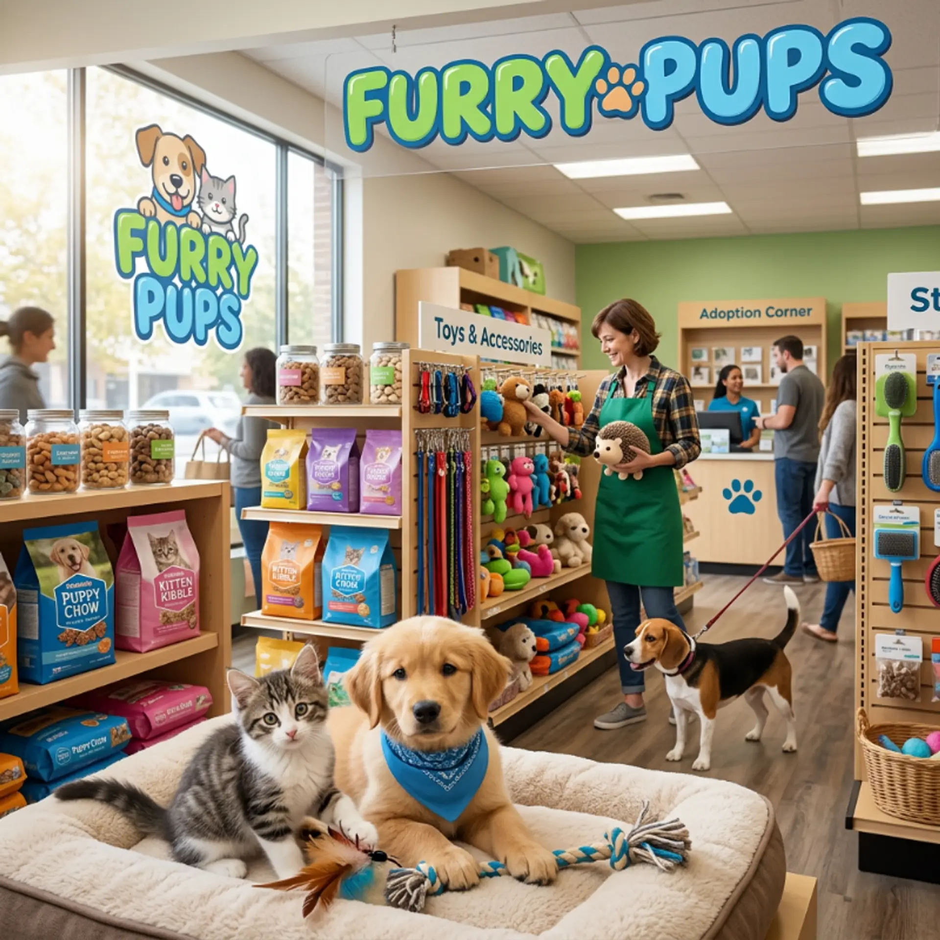 Furrypups pet store illustration