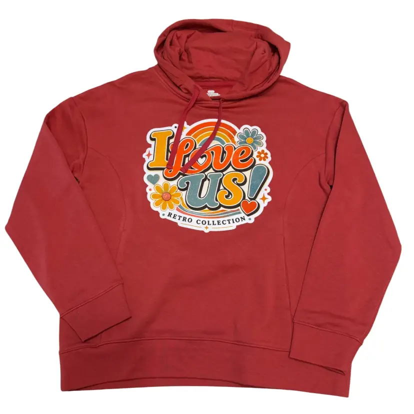 NEW “I Love Us” Retro Collection Hoodie – Brick – Size Medium