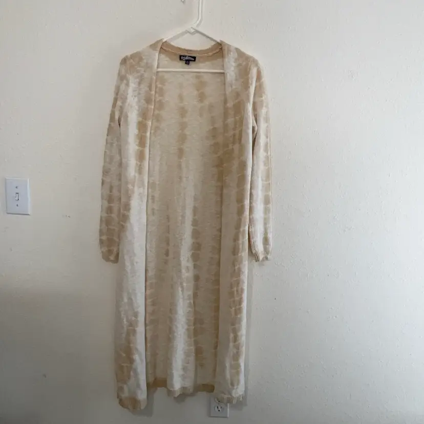 Freshman cream and tan tie-dye longline cardigan duster Size XS