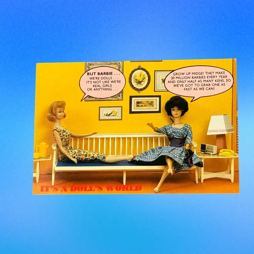 KK — Vintage American Postcard Co Nostalgic Barbie #1321 Doll's World Continental Postcard (1989), Unused