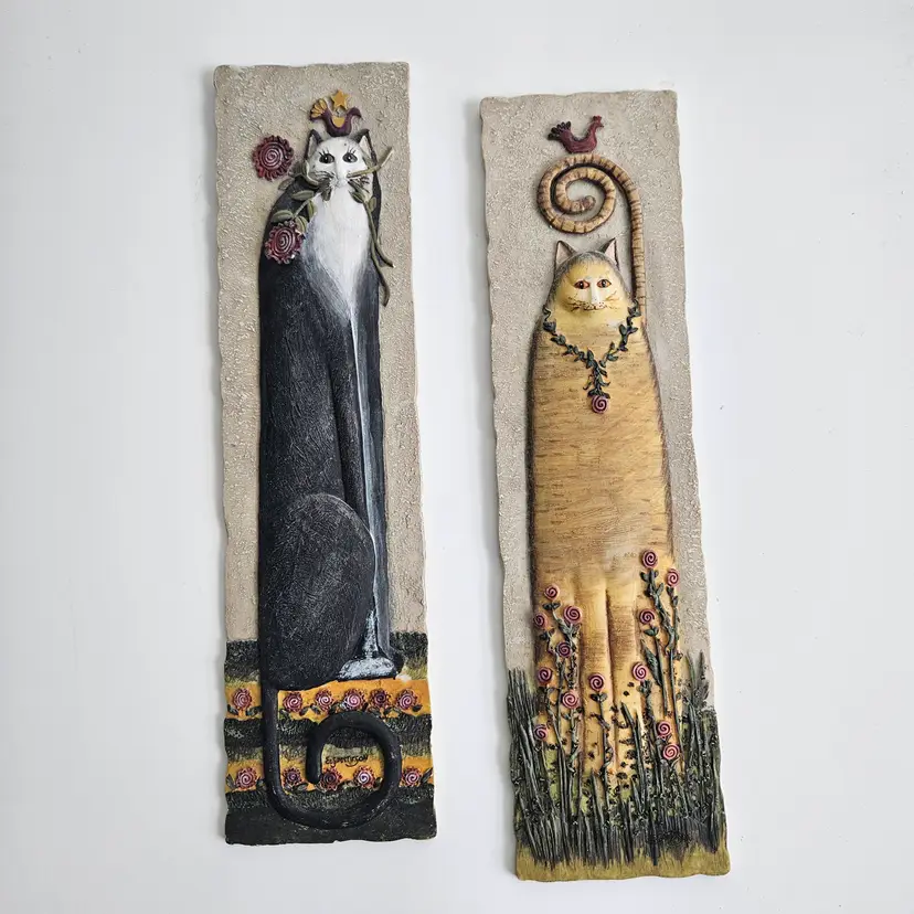 Cat Tiles Resin Wall Art E. Smithson 11" tall Whimsy wall decor