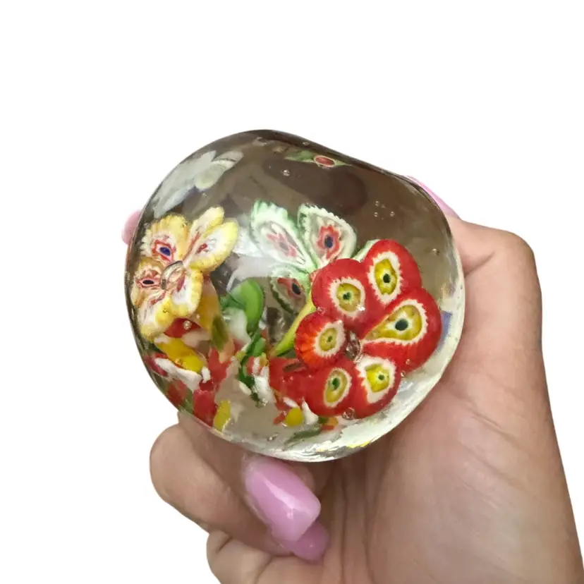 Glass Floral Paperweight