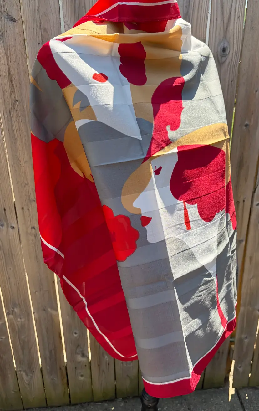 Vintage Rafaellio di Angelo Lady Silhouette Design Scarf 30.50" x 30.50"