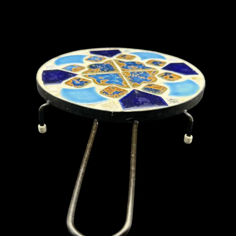 Midcentury Tile Trivet In Blues