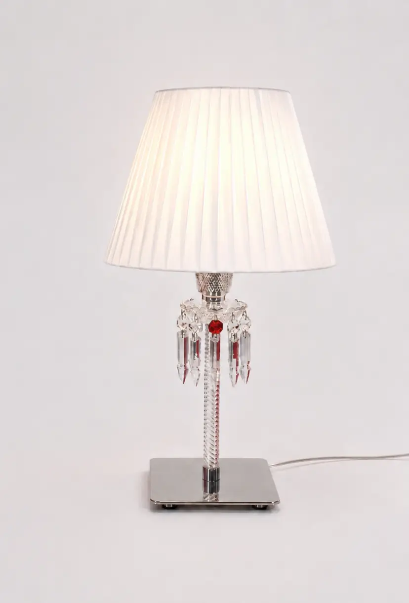 Baccarat Clear Crystal Table Torch Lamp x 2