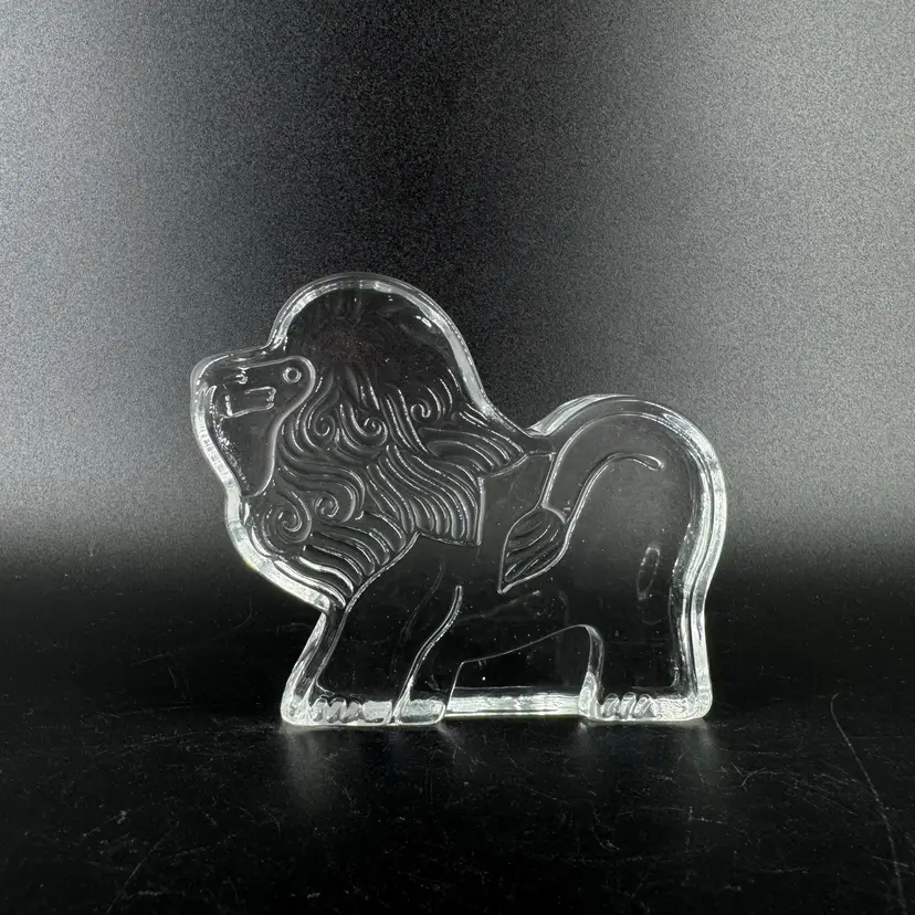 Dansk Crystal Lion Zoo Collection Art Glass Paperweight