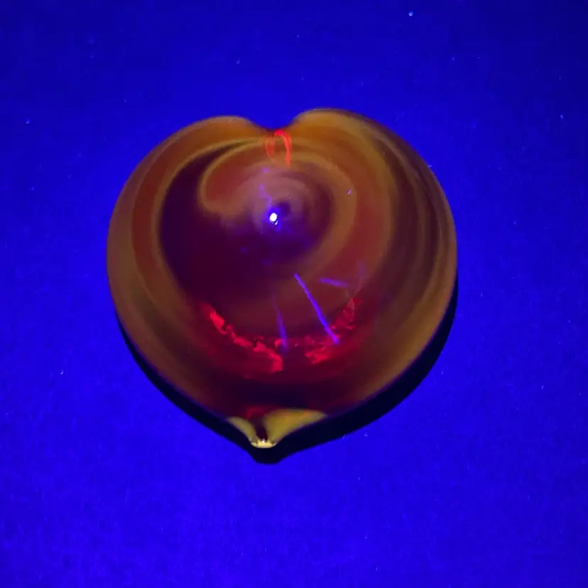 Blown Glass Red Heart Shaped Paperweight Glows Valentine's Day Love