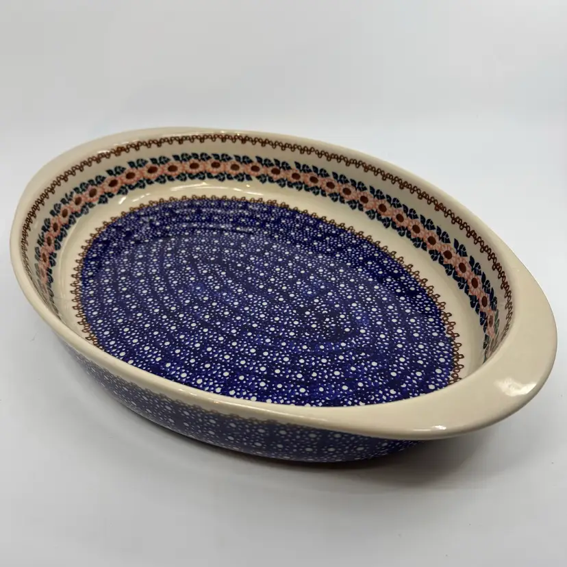 Boleslawiec Polish Pottery Hand Painted Oval Baker