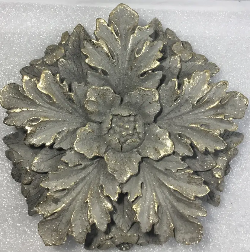 RAZ Imports Resin Flower Gray Finish with Gold Wall Medallion