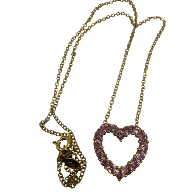 Joan Rivers pink rhinestone heart pendant And Chain - 16 Inches