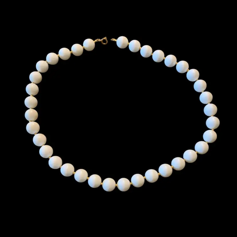 White Beaded Necklace 19 Inches Approx. 1/2 Inches Beads