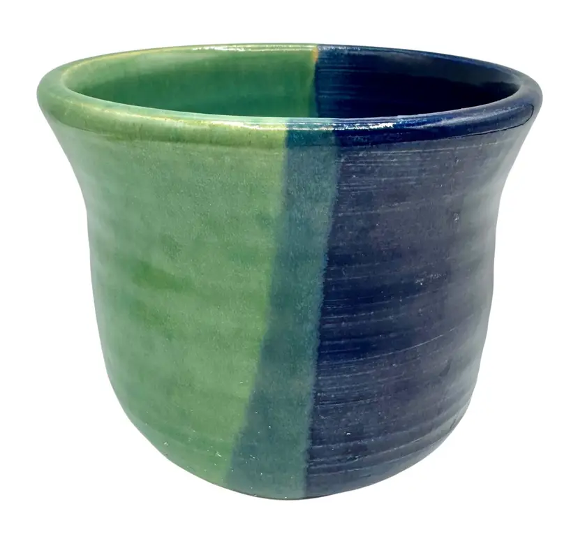 Signed Miranda Studio Art Pottery Vase Pot Bowl Vessel Blue Green Turquoise