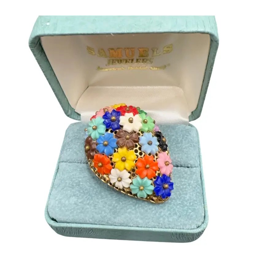 Miriam Haskell Flower Scarf Clip Celluloid Floral