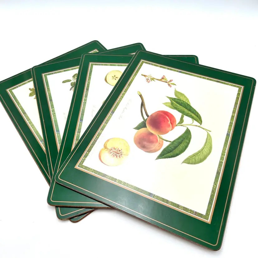 Pimpernel Botanical Fruits Corked Back Placemats 4 Set 16” X 12” Made In England
