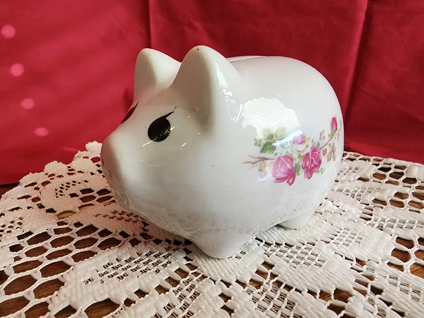 Vintage Floral Piggy Bank