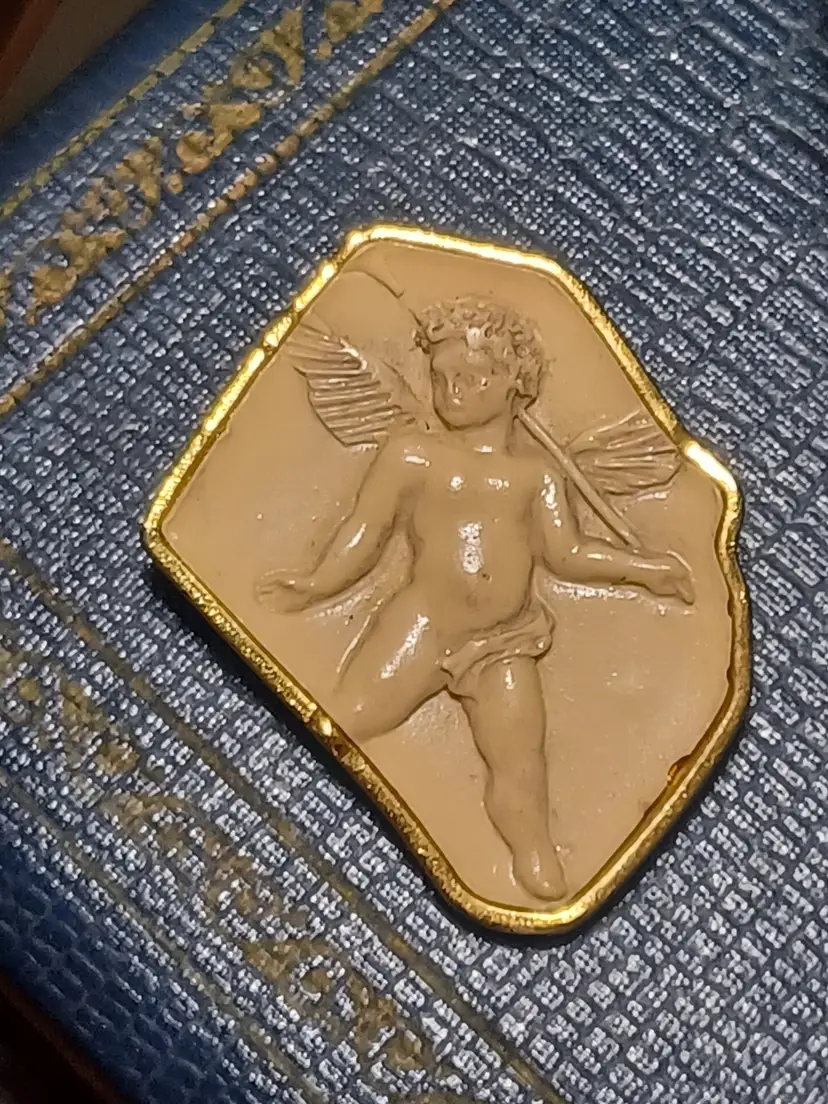 Vintage Vatican Library Collection Cherub Brooch W/Raised Relief
