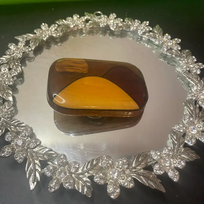 Gorgeous Signed Glossy Marquetry 3” Belt Buckle