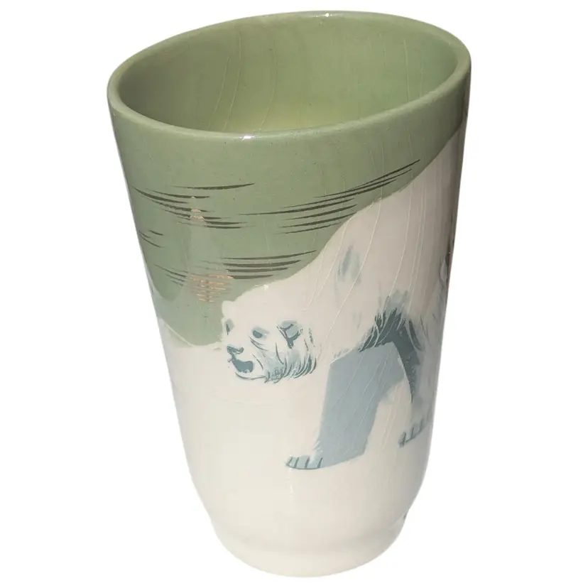 Matthew Adams "Alaska Line" Polar Bear Vase Signed #126 Vintage