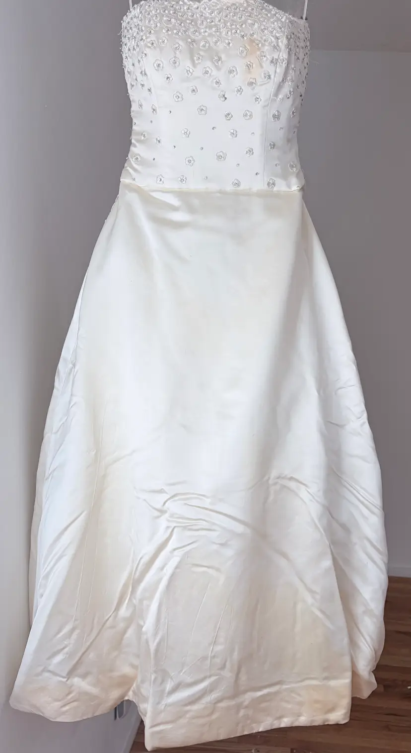 Vintage Reem Acra Strapless Satin Ballgown — Ivory/Champagne (c. 2000)