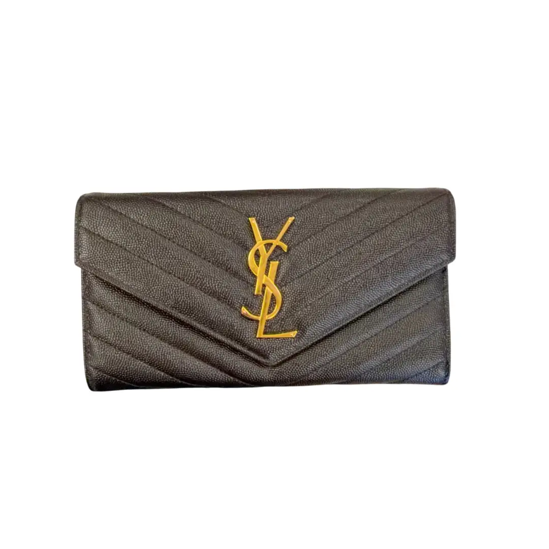 Saint Laurent Black Cassandra Large Wallet