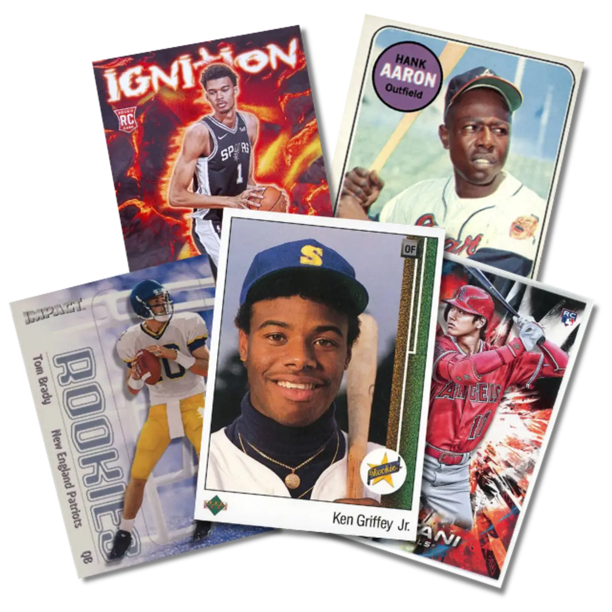 Sports trading cards collage