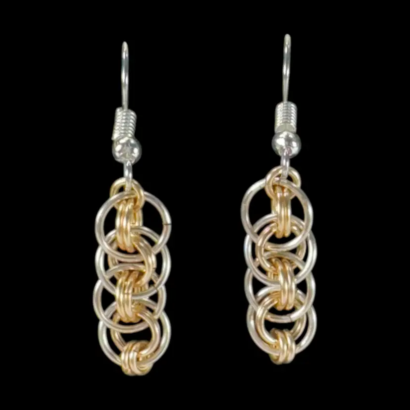 Mark ~ Avante Jewelry Chainmaille Viper Basket Weave Pierced Earrings Silver Gold Plated