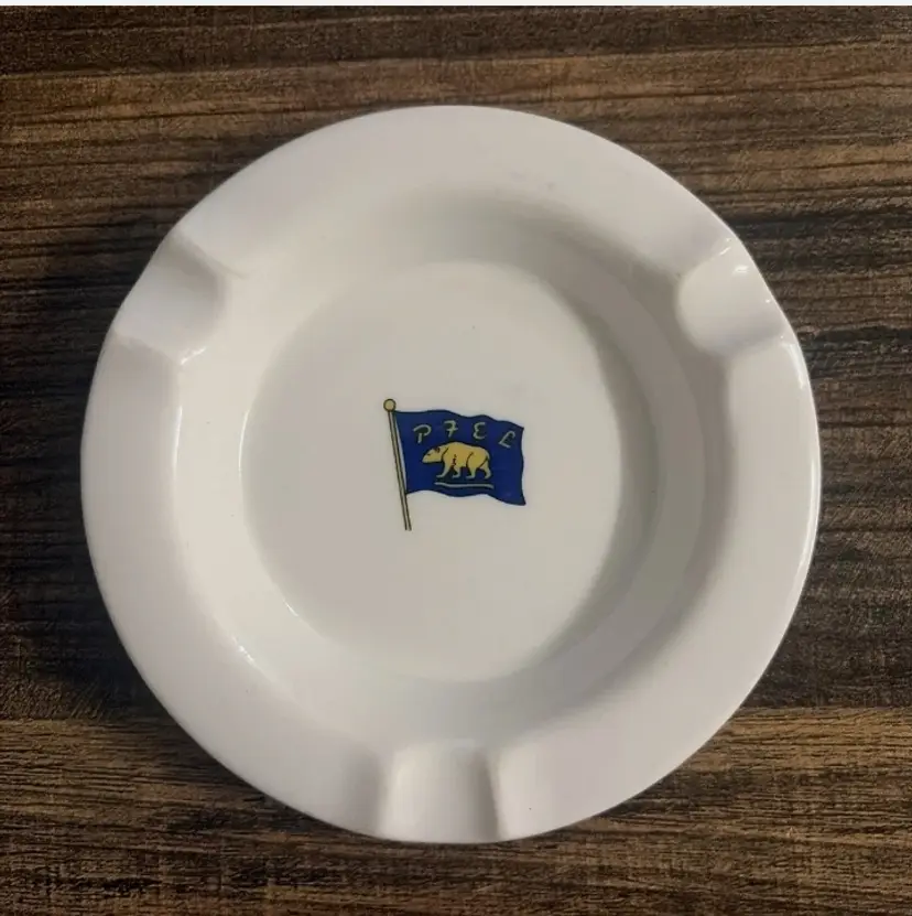 Vintage PFEL Pacific Far East Lines Wellsville China 5” Ashtray Maritime Ship