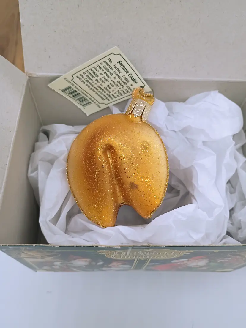 Old World Christmas  Hand Blown Glass Fortune Cookie 2019 New in Box