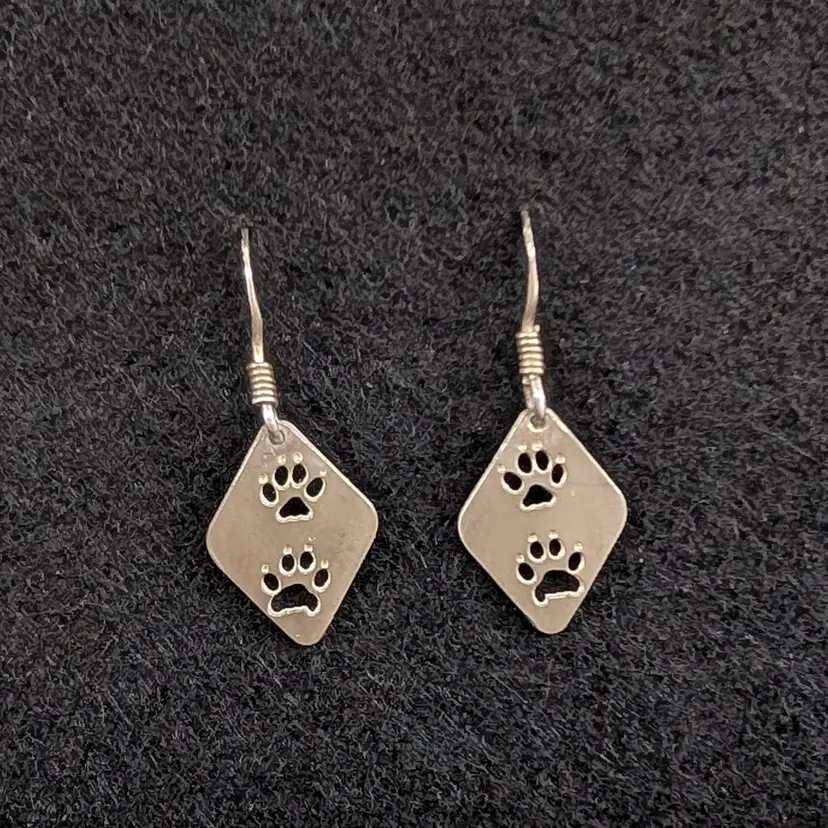Semaki & Bird Fox Track Earrings Cut Out Animal Tracks Sterling Silver 925