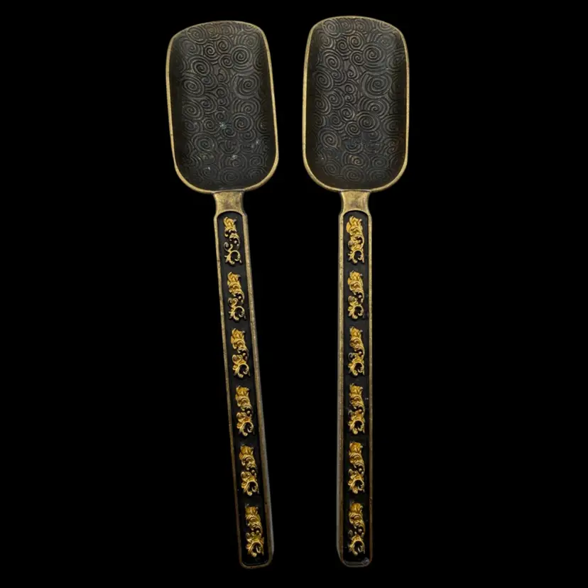 Brass Scoops Set If Two Loose Leaf Tea Candy Coffee 6"