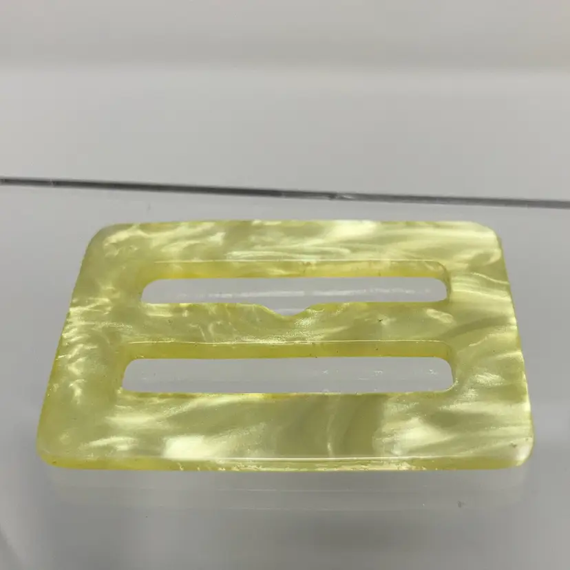 Vintage Yellow Buckle Just Over 1 1/2” X 1”!