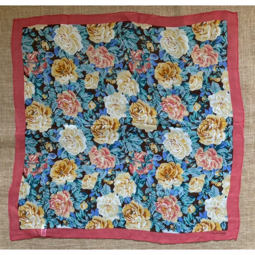 Vintage Diane Von Furstenberg Orange Floral Silk Scarf Boho Festival Peasant