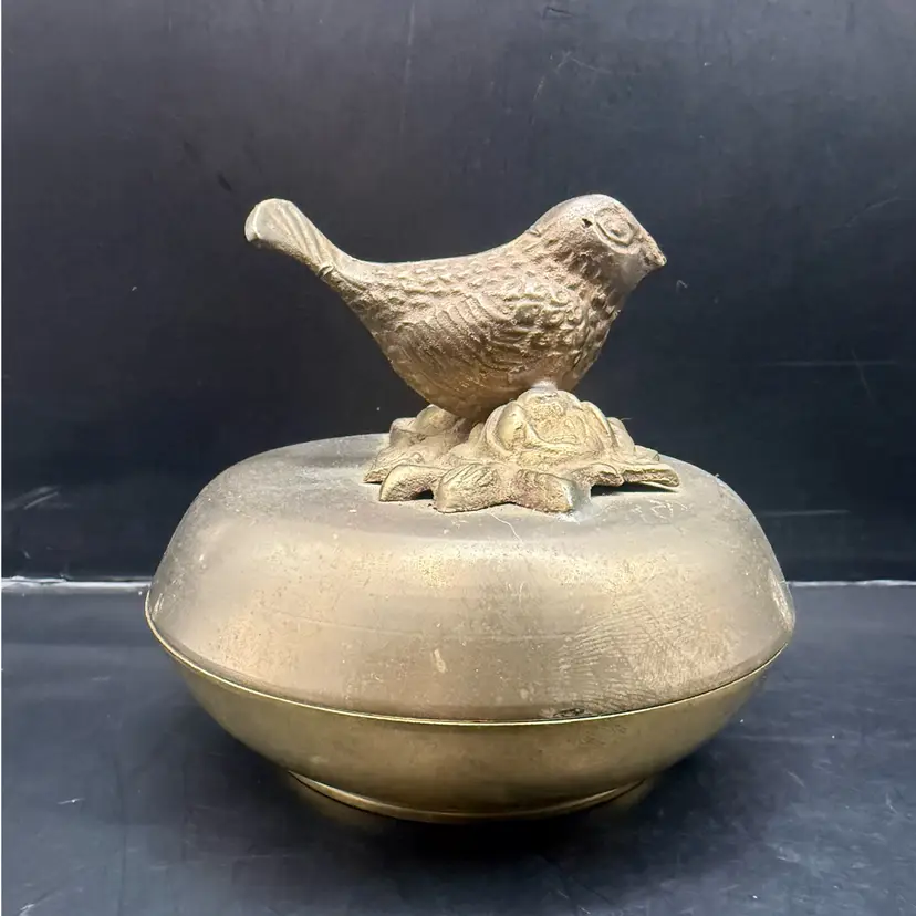 Brass Bird Trinket Box 3.5”