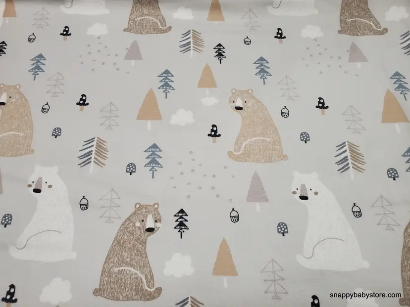 Sleepy Bears Flannel Fabric Remnant - 100% Cotton - Choose Size - Soft Craft & Quilting Fabric