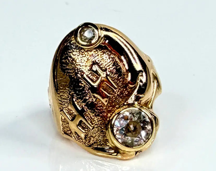 Custom 10K Gold 0.72ct Old European Cut Diamond HH Monogram Nugget ring JR2067