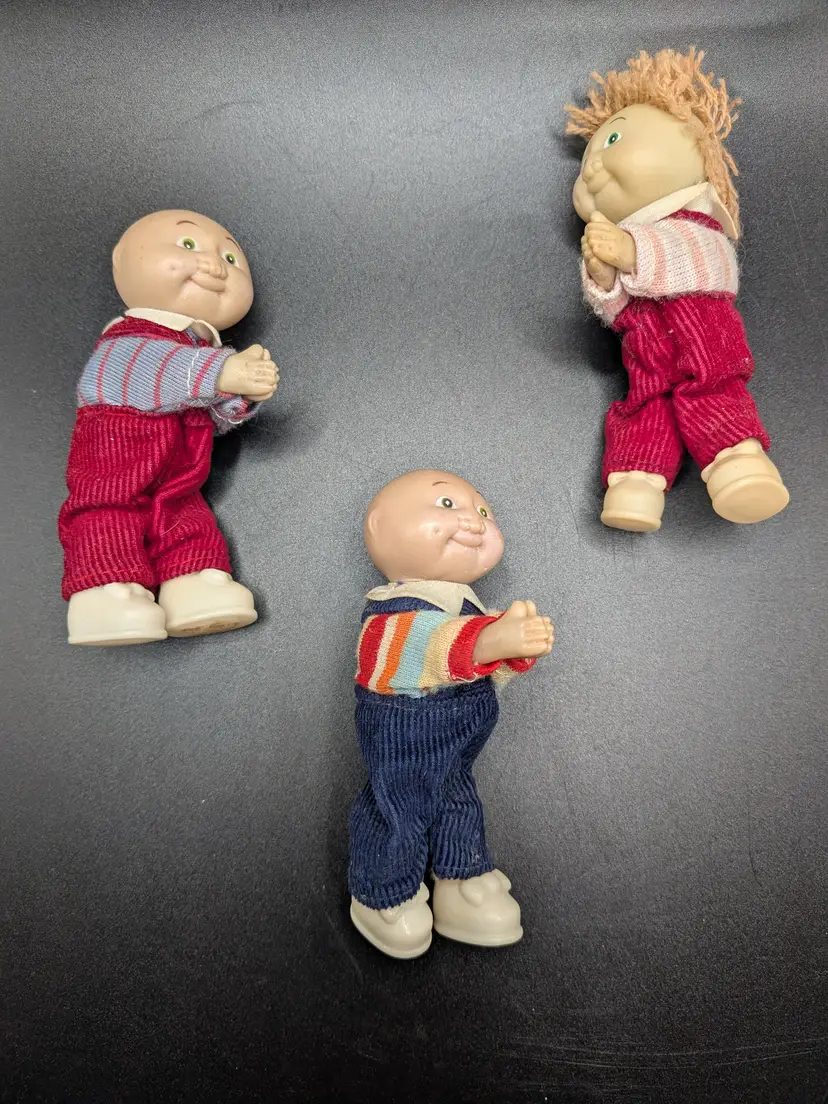 Set of 3 Vintage 1980s Cabbage Patch Kids clip-on or pencil/pen hugger doll