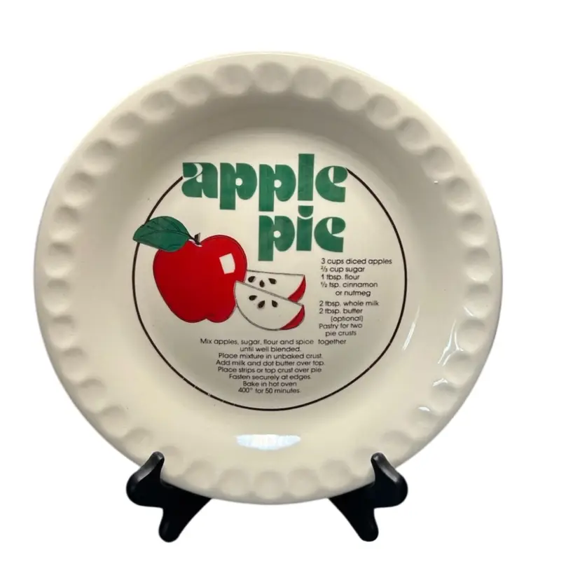 Vintage Made In China Apple Pie Recipe Dish 11” Diameter