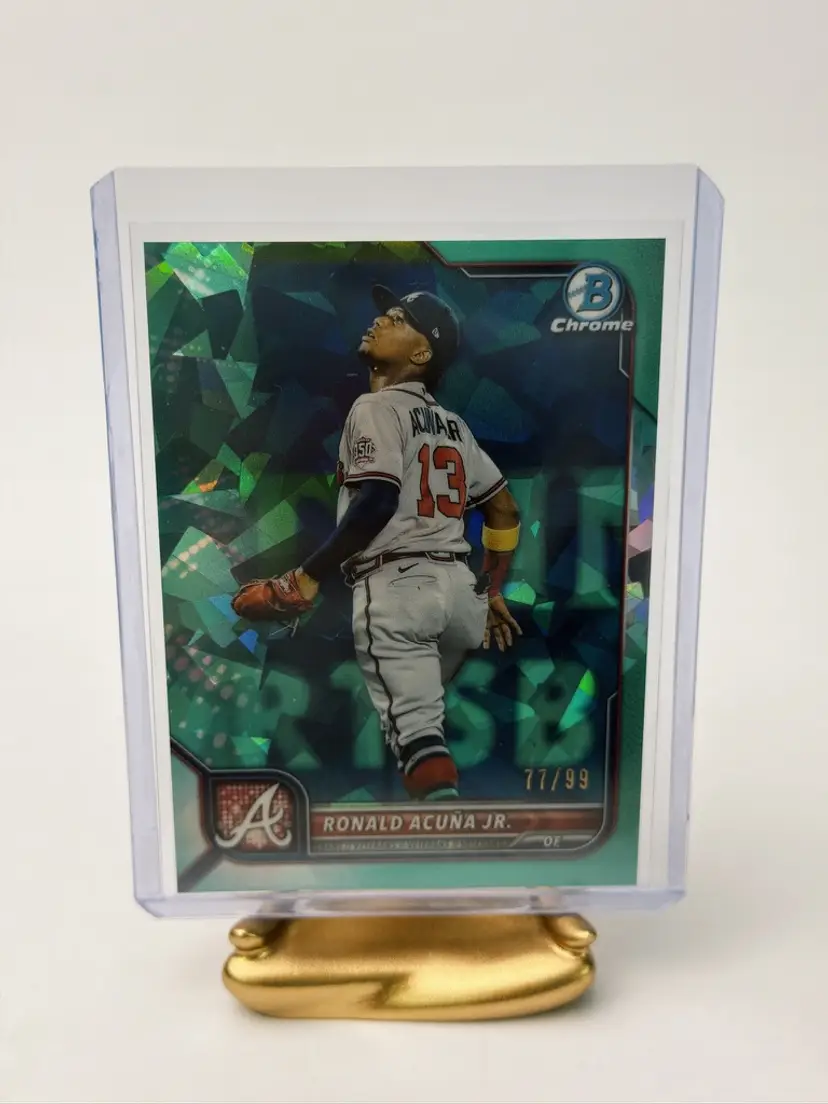 Ronald Acuna Jr. - Green Sapphire - Bowman Chrome Sapphire Ronald Acuna Jr Green 77/99 Braves
