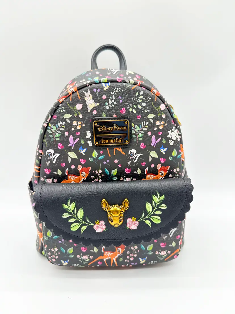 NWT Disney Parks Loungefly Bambi WDW  Forest Friends Print Mini Backpack