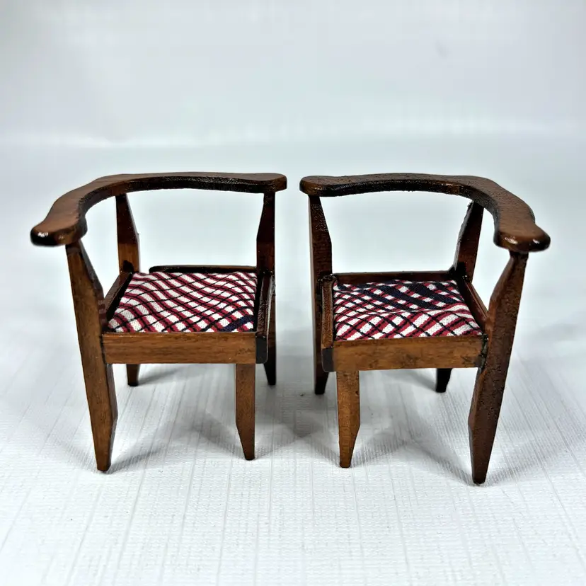 Vintage Dollhouse Edwardian Style Corner Chairs Furniture Miniature Toy