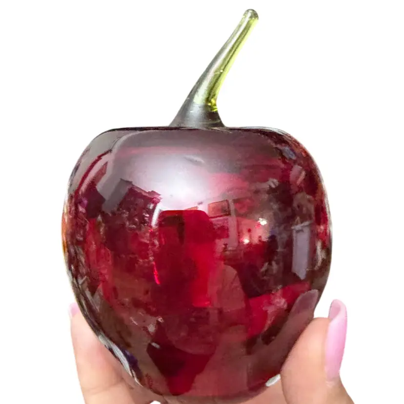 VTG Viking Art Glass Red Apple Paperweight
