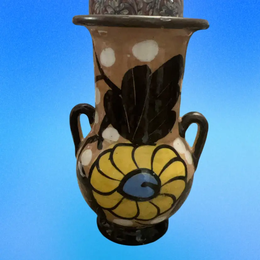 4” Art Pottery Hand painted Vase, Made In Italy